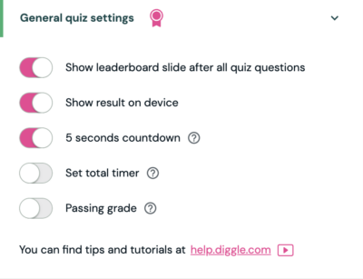 General quiz settings